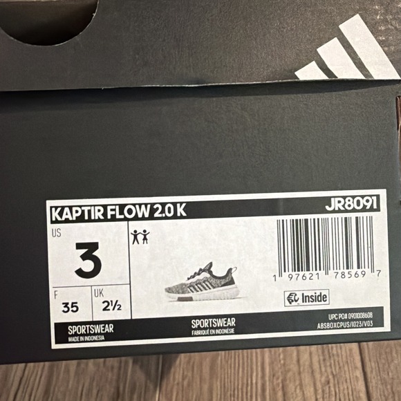 Adidas Kaptir Flow 2.0 Running Shoe JR8091 Grey/Black/White Size 3 Youth Unisex - Picture 6 of 6